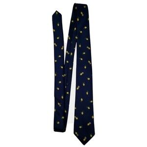 Banana Republic Mens Lemons Neck Tie Navy Blue Green Yellow 3"x58"